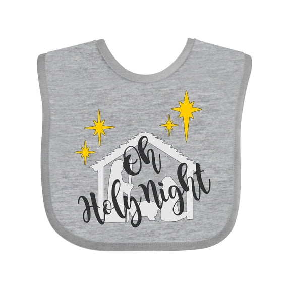 Inktastic Oh Holy Night Christmas Nativity with Yellow Stars Boys or Girls Baby Bib