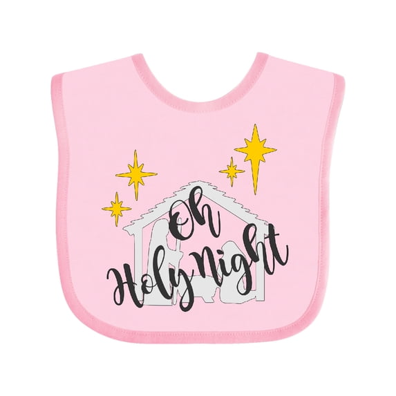 Inktastic Oh Holy Night Christmas Nativity with Yellow Stars Boys or Girls Baby Bib