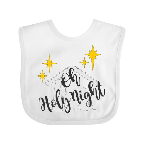 Inktastic Oh Holy Night Christmas Nativity with Yellow Stars Boys or Girls Baby Bib