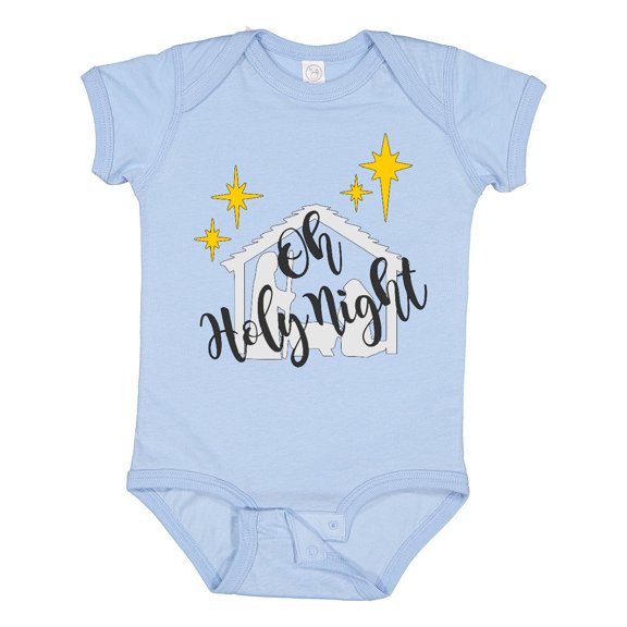 Inktastic Oh Holy Night Christmas Nativity with Yellow Stars Boys or Girls Baby Bodysuit