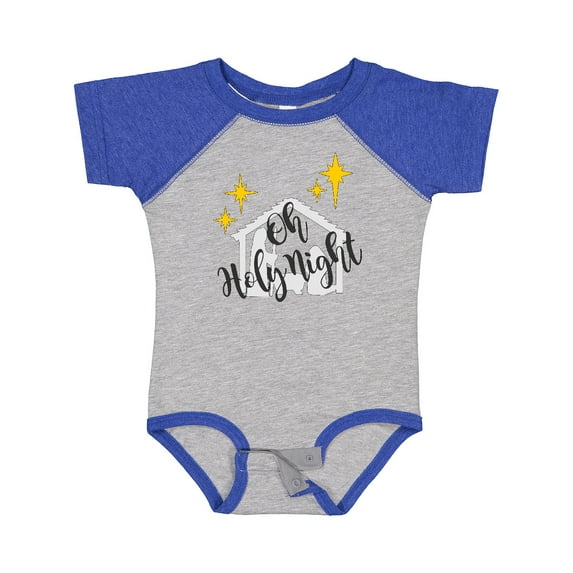 Inktastic Oh Holy Night Christmas Nativity with Yellow Stars Boys or Girls Baby Bodysuit