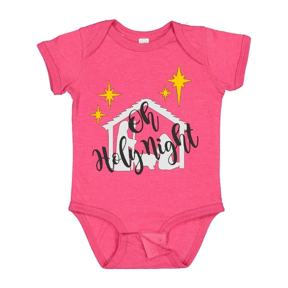 Inktastic Oh Holy Night Christmas Nativity with Yellow Stars Boys or Girls Baby Bodysuit