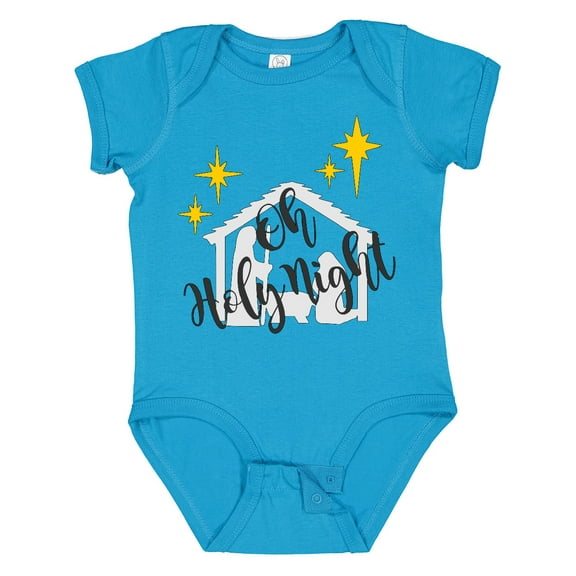 Inktastic Oh Holy Night Christmas Nativity with Yellow Stars Boys or Girls Baby Bodysuit