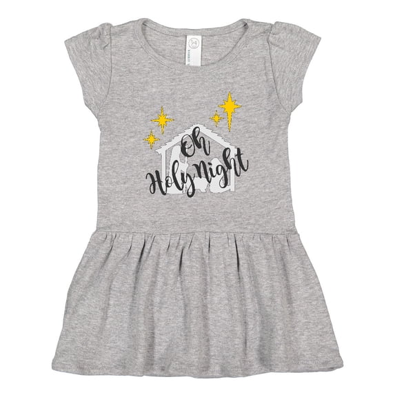 Inktastic Oh Holy Night Christmas Nativity with Yellow Stars Girls Toddler Dress