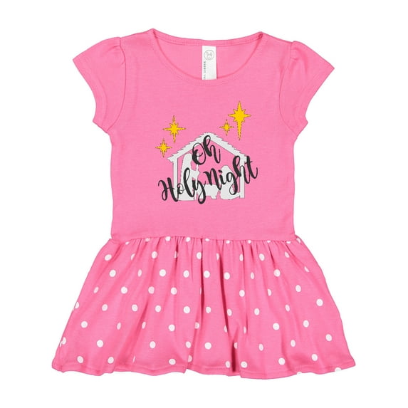 Inktastic Oh Holy Night Christmas Nativity with Yellow Stars Girls Toddler Dress