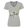 thumbnail image 1 of Inktastic Oh Holy Night Christmas Nativity with Yellow Stars Women's V-Neck T-Shirt, 1 of 5