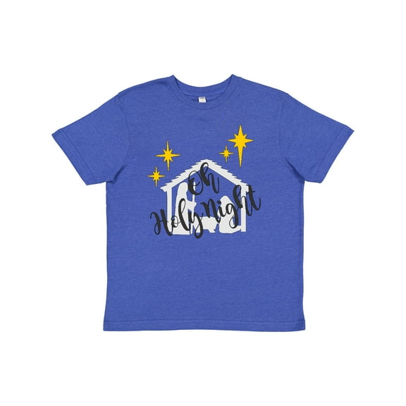 Inktastic Oh Holy Night Christmas Nativity with Yellow Stars Youth T-Shirt