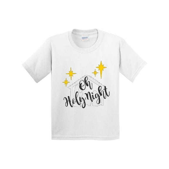 Inktastic Oh Holy Night Christmas Nativity with Yellow Stars Youth T-Shirt