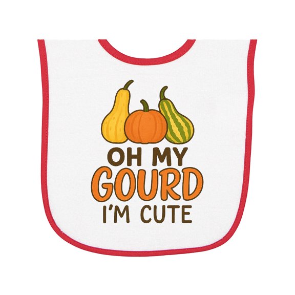 Inktastic Oh My Gourd I'm Cute Funny Fall Baby Terry Cloth Bib