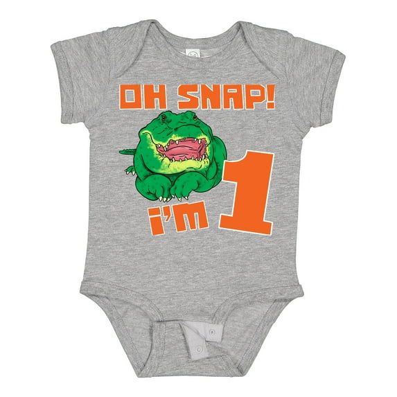 Inktastic Oh Snap I'm 1 Cute Green Alligator Boys or Girls Baby Bodysuit