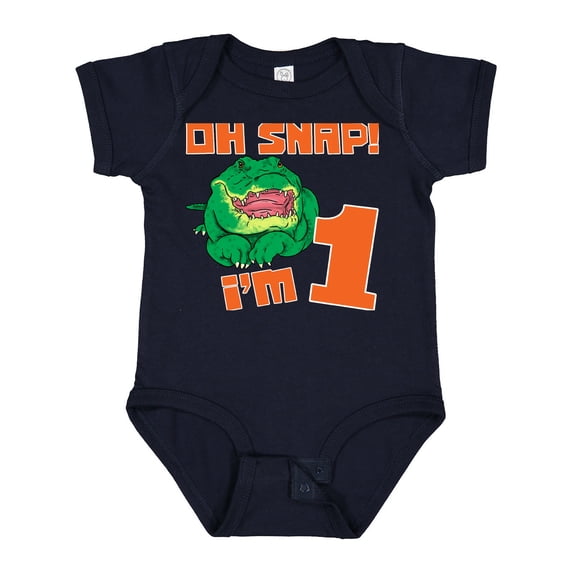 Inktastic Oh Snap I'm 1 Cute Green Alligator Boys or Girls Baby Bodysuit