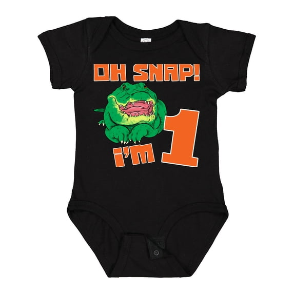 Inktastic Oh Snap I'm 1 Cute Green Alligator Boys or Girls Baby Bodysuit