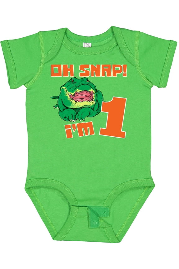 Oh Snap I'm 1 Cute Green Alligator Boys or Girls Baby Bodysuit