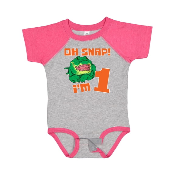 Inktastic Oh Snap I'm 1 Cute Green Alligator Boys or Girls Baby Bodysuit
