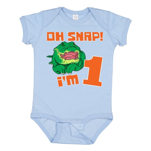Inktastic Oh Snap I'm 1 Cute Green Alligator Boys or Girls Baby Bodysuit