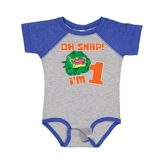Inktastic Oh Snap I'm 1 Cute Green Alligator Boys or Girls Baby Bodysuit
