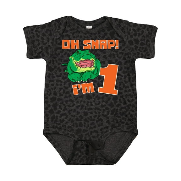 Inktastic Oh Snap I'm 1 Cute Green Alligator Boys or Girls Baby Bodysuit