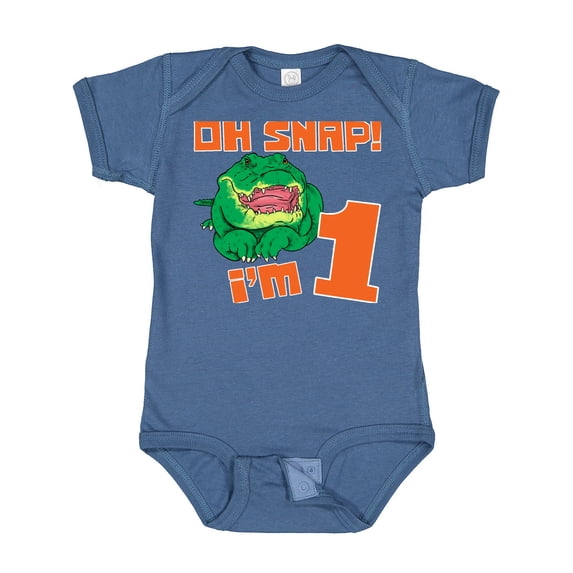 Inktastic Oh Snap I'm 1 Cute Green Alligator Boys or Girls Baby Bodysuit