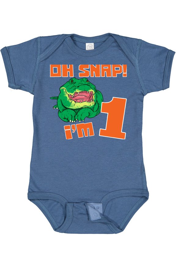 Oh Snap I'm 1 Cute Green Alligator Boys or Girls Baby Bodysuit