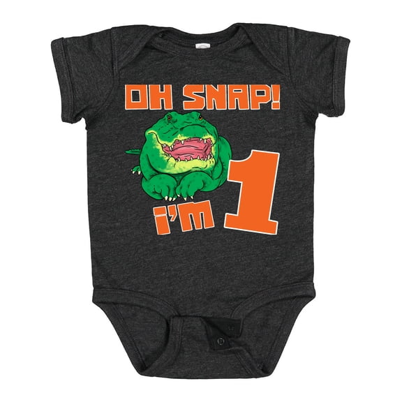 Inktastic Oh Snap I'm 1 Cute Green Alligator Boys or Girls Baby Bodysuit