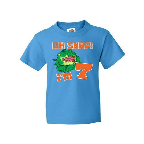 Inktastic Oh Snap! I'm 7 Cute Green Alligator Youth T-Shirt