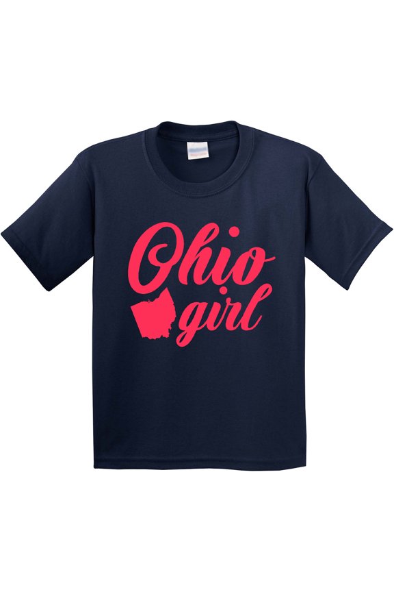 Ohio Girl Cursive Pink Youth T-Shirt