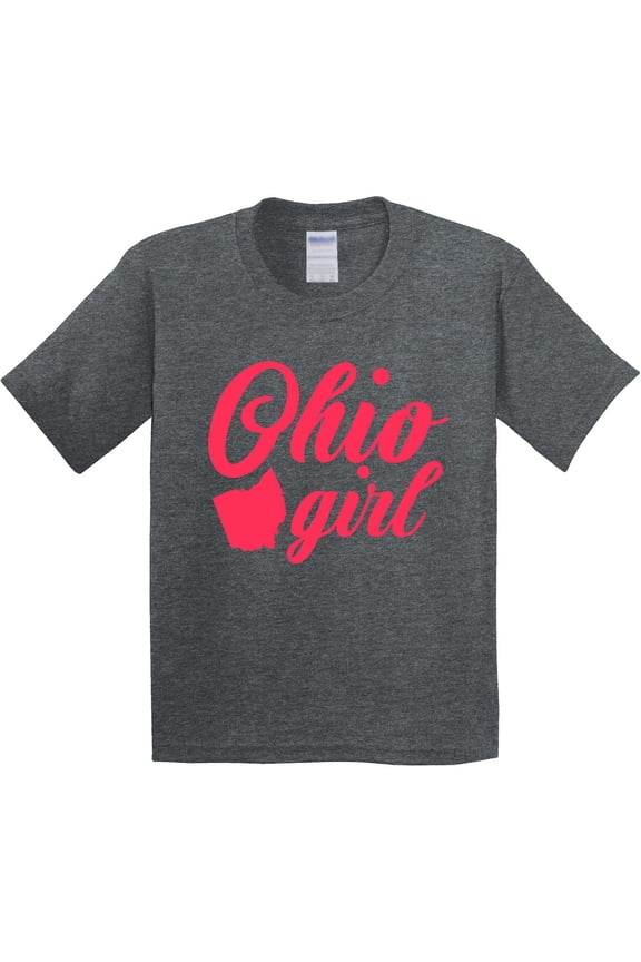 Ohio Girl Cursive Pink Youth T-Shirt