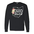thumbnail image 1 of Inktastic Ohio Strong with State Silhouette and Pink Flowers Long Sleeve T-Shirt, 1 of 5