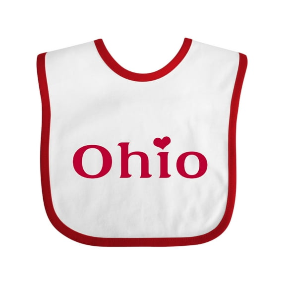 Inktastic Ohio in Red Text with Heart Boys or Girls Baby Bib