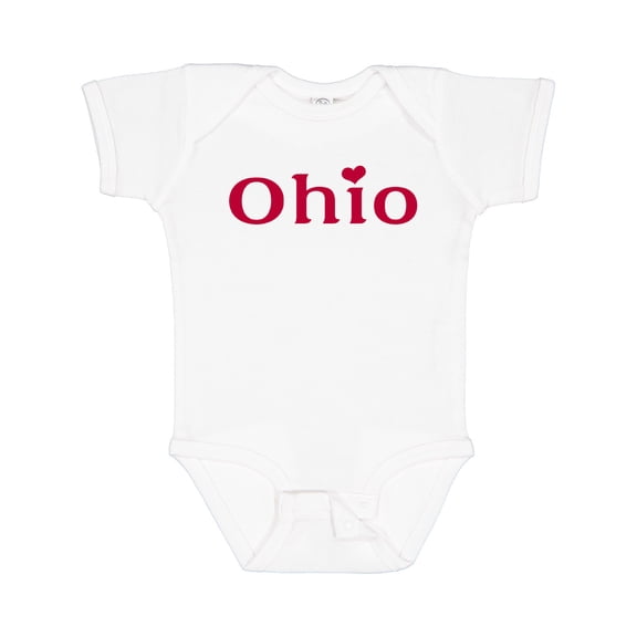 Inktastic Ohio in Red Text with Heart Boys or Girls Baby Bodysuit