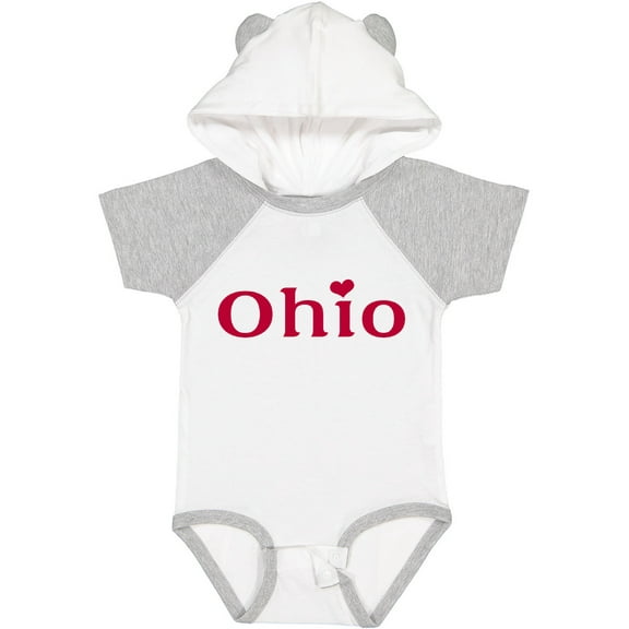 Inktastic Ohio in Red Text with Heart Boys or Girls Baby Bodysuit
