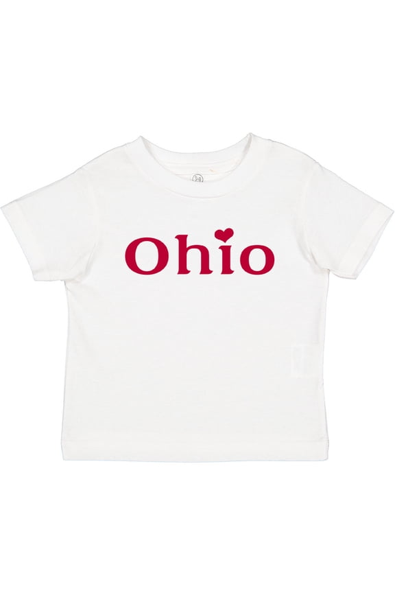Ohio in Red Text with Heart Boys or Girls Baby T-Shirt