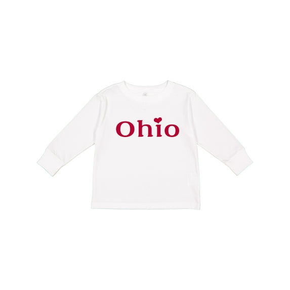 Inktastic Ohio in Red Text with Heart Boys or Girls Long Sleeve Toddler T-Shirt