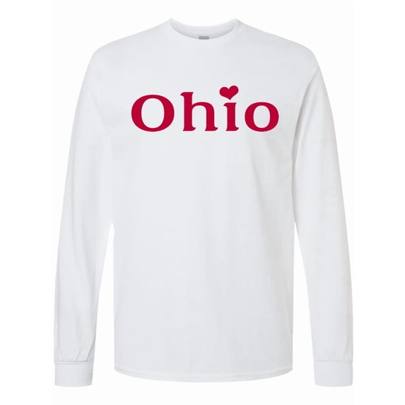 Inktastic Ohio in Red Text with Heart Long Sleeve T-Shirt