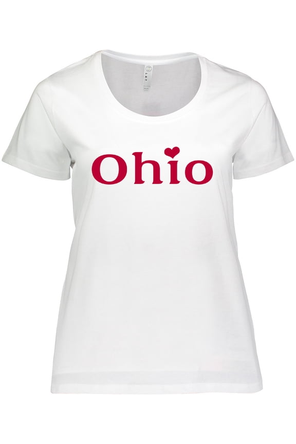 Ohio in Red Text with Heart Women's Plus Size T-Shirt