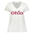 thumbnail image 1 of Inktastic Ohio in Red Text with Heart Women's Plus Size V-Neck T-Shirt, 1 of 5