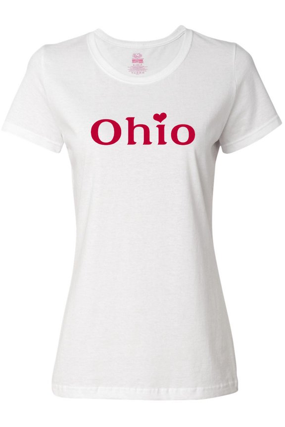 Ohio in Red Text with Heart Women's T-Shirt