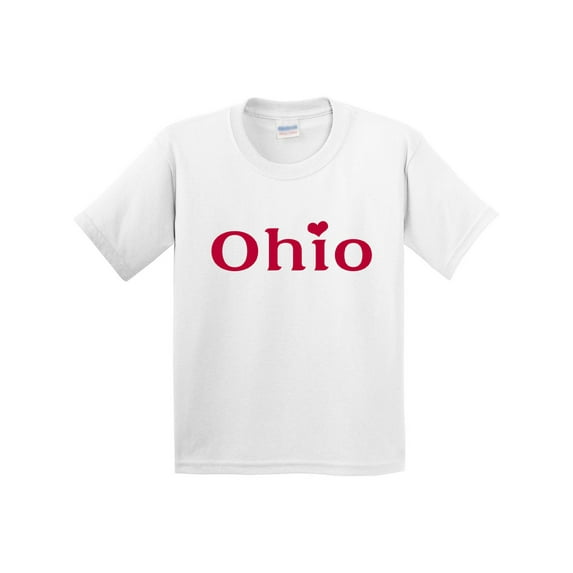 Inktastic Ohio in Red Text with Heart Youth T-Shirt