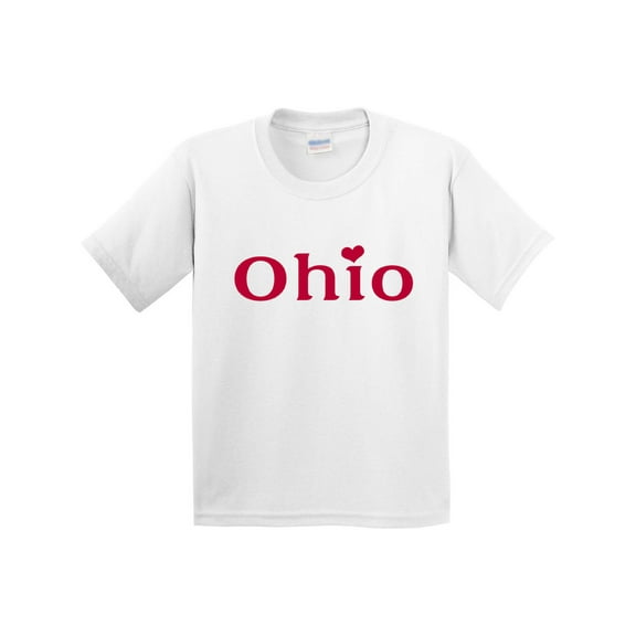 Inktastic Ohio in Red Text with Heart Youth T-Shirt