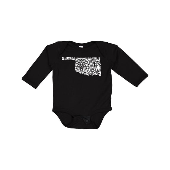 Inktastic Oklahoma Silhouette Mandala Boys or Girls Long Sleeve Baby Bodysuit