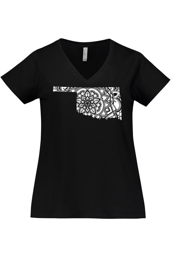 Oklahoma Silhouette Mandala Women's Plus Size V-Neck T-Shirt