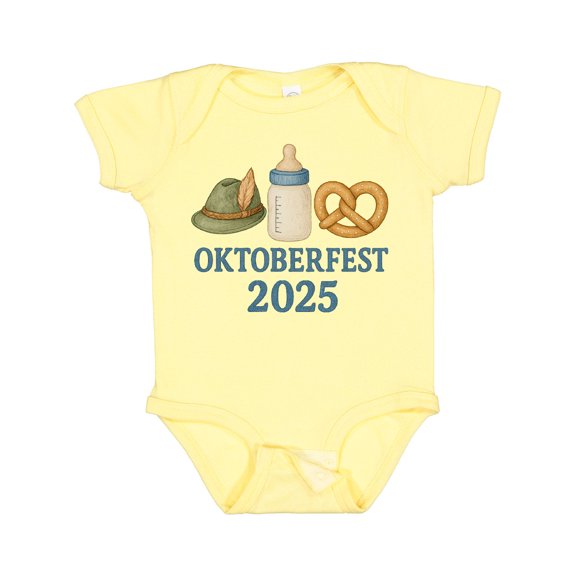Inktastic Oktoberfest 2025 Celebration Baby Bottle Hat Pretzel Boys or Girls Baby Bodysuit