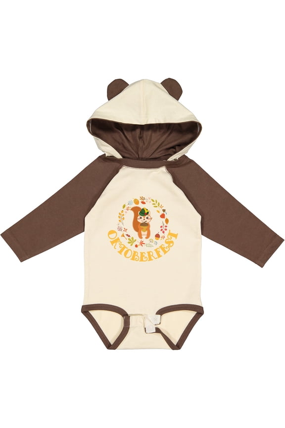 Oktoberfest Autumn Festival Squirrel Boys or Girls Long Sleeve Baby Bodysuit