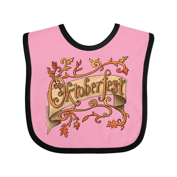Inktastic Oktoberfest Banner with Orange Autumn Leaves Boys or Girls Baby Bib
