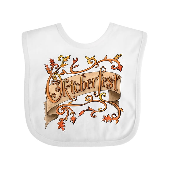 Inktastic Oktoberfest Banner with Orange Autumn Leaves Boys or Girls Baby Bib