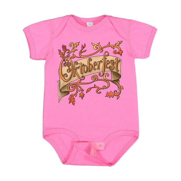 Inktastic Oktoberfest Banner with Orange Autumn Leaves Boys or Girls Baby Bodysuit