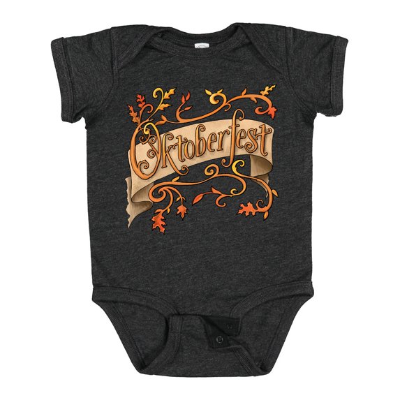 Inktastic Oktoberfest Banner with Orange Autumn Leaves Boys or Girls Baby Bodysuit