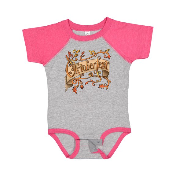 Inktastic Oktoberfest Banner with Orange Autumn Leaves Boys or Girls Baby Bodysuit