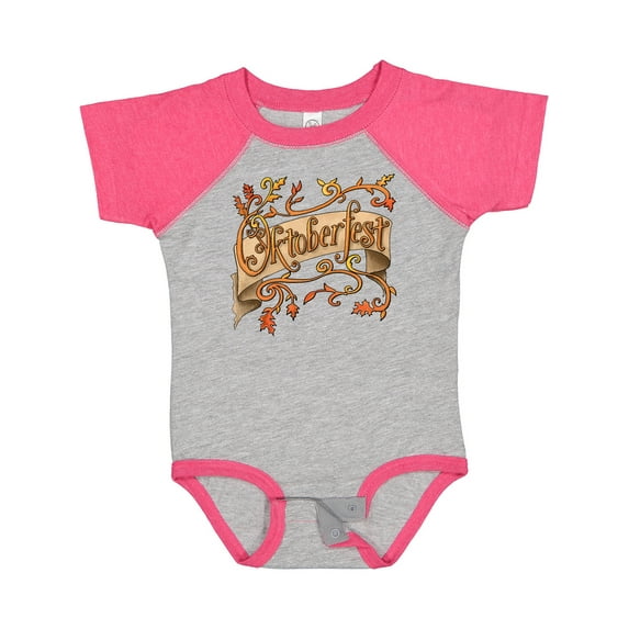 Inktastic Oktoberfest Banner with Orange Autumn Leaves Boys or Girls Baby Bodysuit