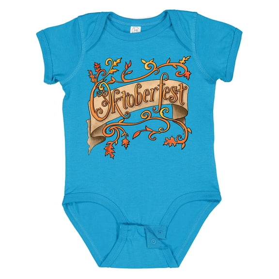 Inktastic Oktoberfest Banner with Orange Autumn Leaves Boys or Girls Baby Bodysuit